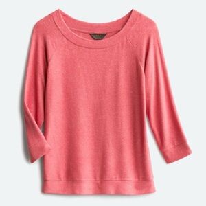 Market & Spruce Corinna Brushed 3/4 Raglan Sleeve Dark Pink Knit Top Size M